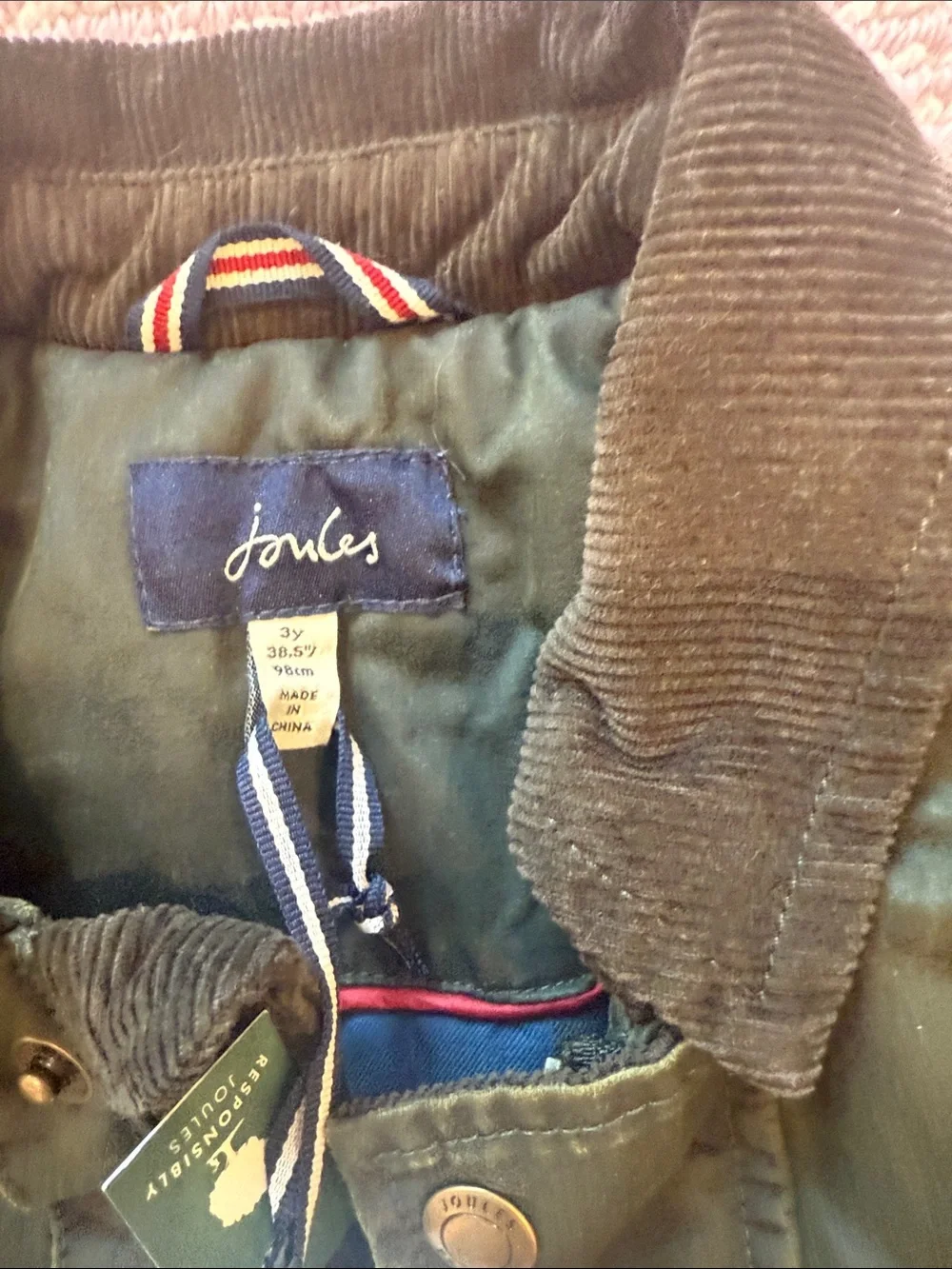Joules Kids Dark Olive Green Quilted-Lined Puffer Jacket